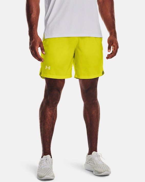 Men's UA Launch Run 7" Shorts, Yellow, pdpMainDesktop image number 0